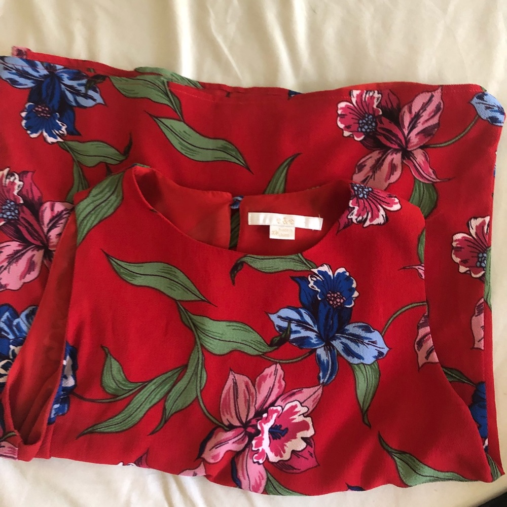 Red Floral Blouse